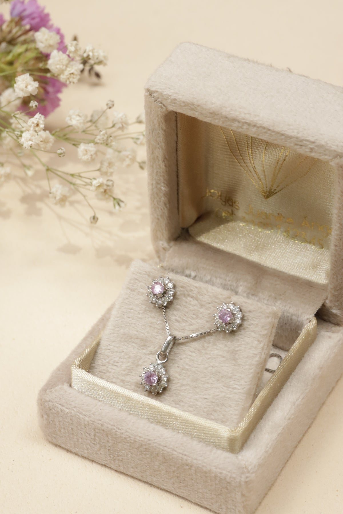 Aretes Lucía — Zafiro Rosado
